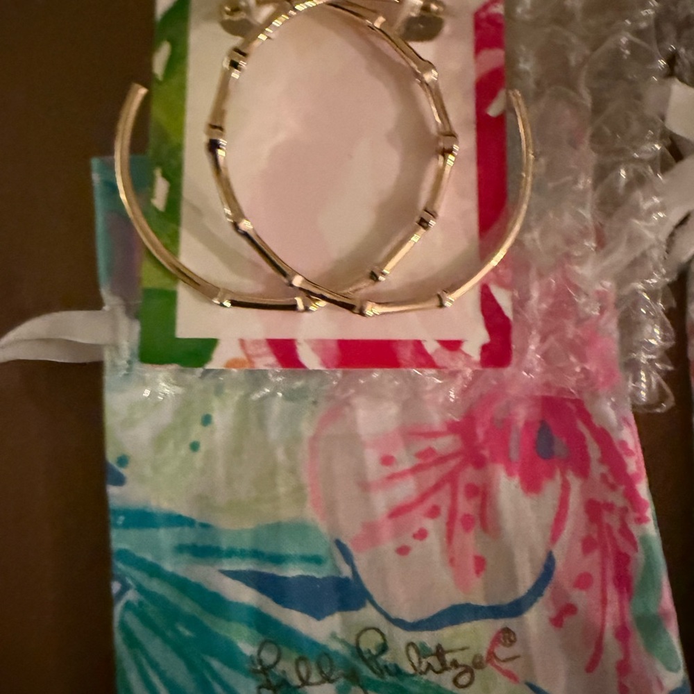 Lilly Pulitzer Gold Bamboo-Style Hoop Earrings